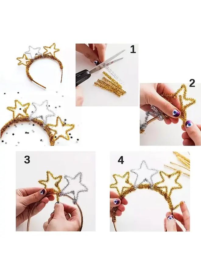 Golden Pipe Cleaners 160 قطعة إبداعية لتزيين المنزل في عيد الميلاد DIY - Image 5