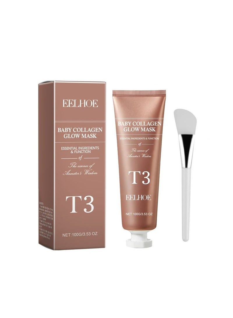 EELHOE Collagen Mask, Baby Collagen Glow Mask, Collagen Peel Off Mask, Hydrating Mask for Anti-Wrinkle, Anti-Aging, Pore Tightening, Firming Lifting Glowy Skin - Image 1