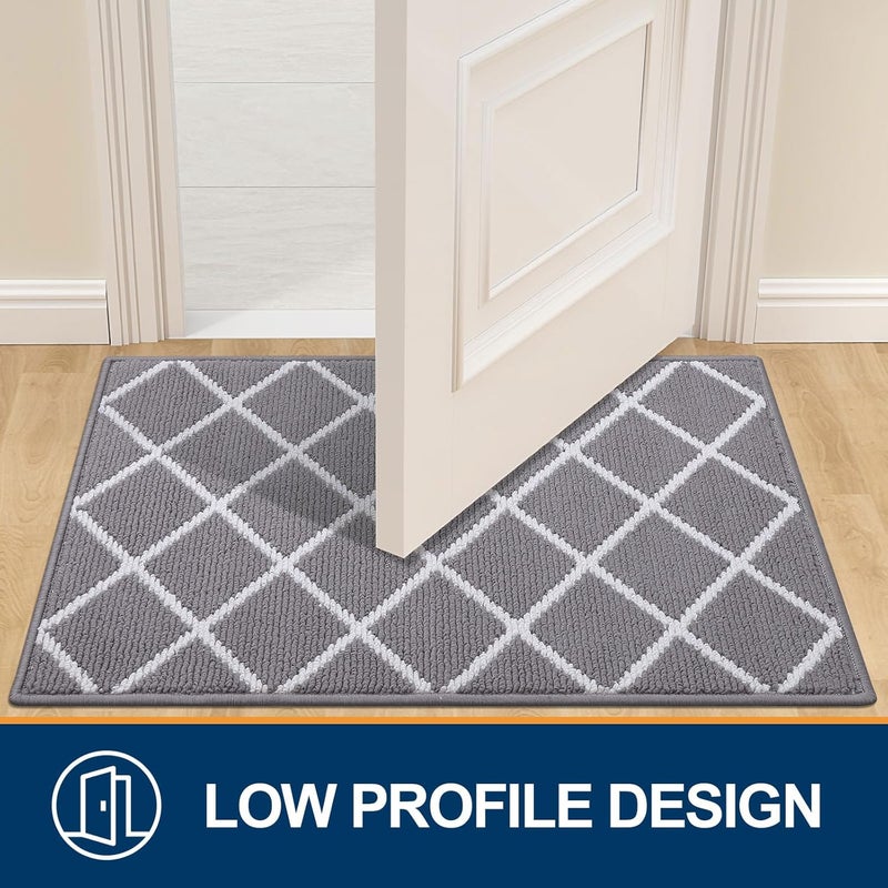 Finchitty Indoor Door Mat, Dirt Resistant and Absorbent, Low-Profile, Non-Slip, Washable Inside Floor Mats for Front Door, Back, and Entrance, 48" x 32", Grey - Image 4