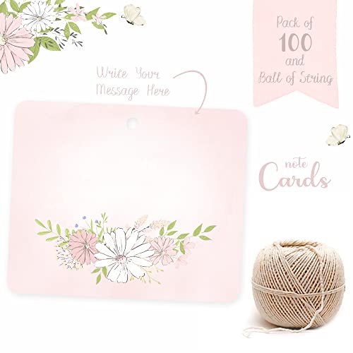 Chic a Choc Write Your Own Message Note Cards – 100 Watercolour Pink Floral – Gift Tags. Attach to Gifts and Cake Boxes - Image 2