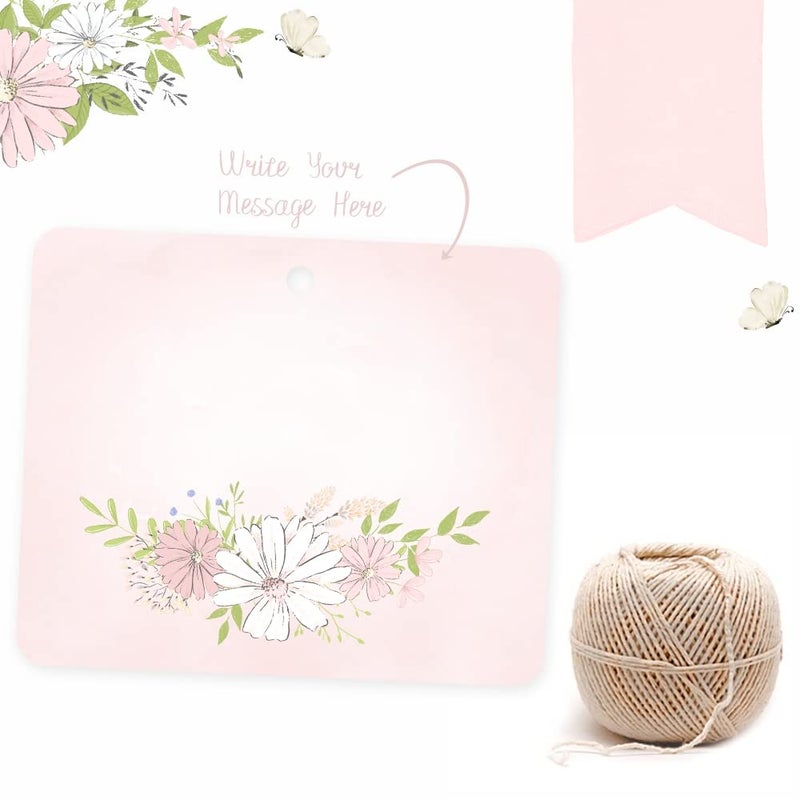 Chic a Choc Write Your Own Message Note Cards – 100 Watercolour Pink Floral – Gift Tags. Attach to Gifts and Cake Boxes - Image 5