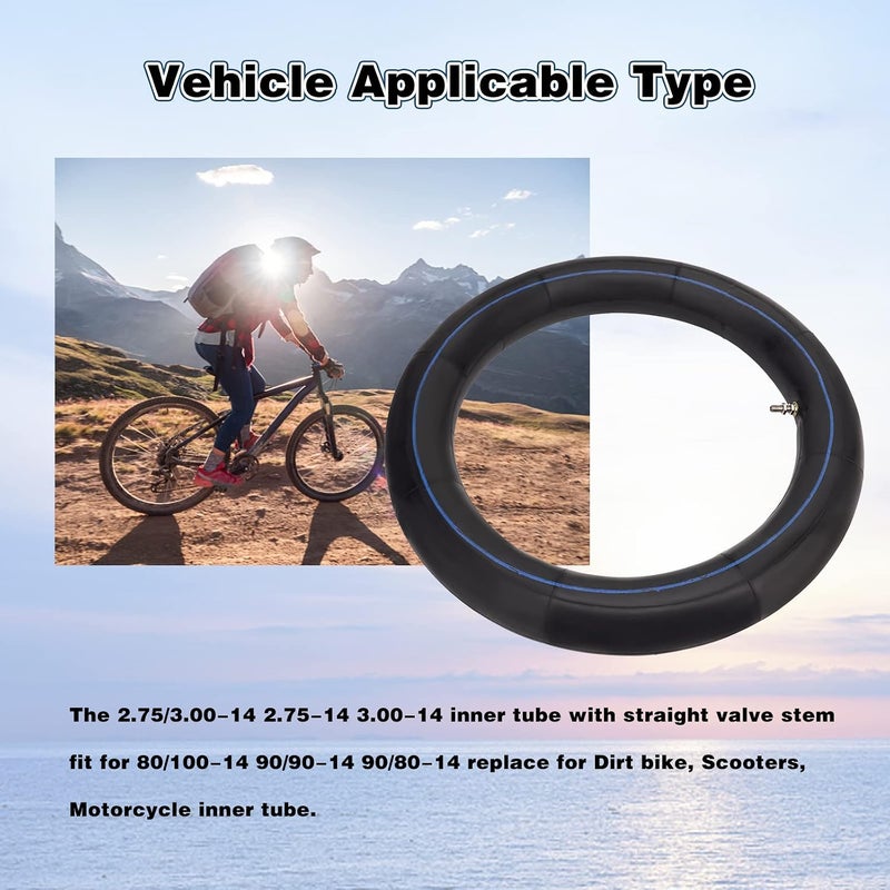 أنبوب داخلي للدراجة النارية مقاس 2.75/3.00-14 مع صمام هواء متوافق مع دراجات 125cc و140cc من نوع Pit Pro Trail Foot Dirt Bike (قطعة واحدة) - Image 4