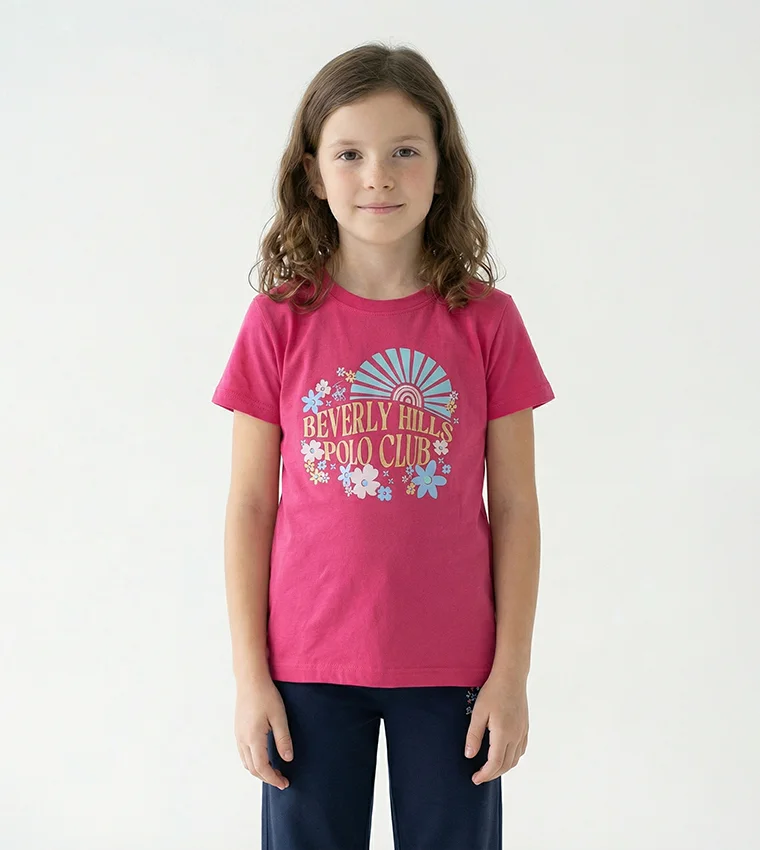 بيفرلي هيلز بولو كلوب Bhpc Kids Fuchsia Short Sleeve T-Shirt