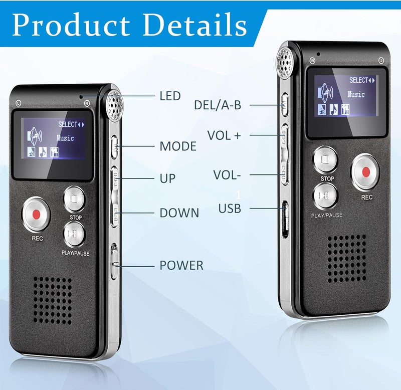 Dunzy 5 Piece Ghost Hunting Kit Includes Digital Voice Recorders with 4 LED Balls for Cats Motion Activated Ball Toy Voice Recorder with Playback (8GB, Classic Style) - Image 3