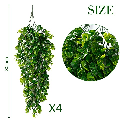 Sggvecsy 4 Pack Artificial Hanging Plants Fake Hanging Plant Faux Hanging Eucalyptus Plants UV Resistant Plastic Plants for Indoor Outdoor Room Wall Wedding Patio Porch Decor - Image 5