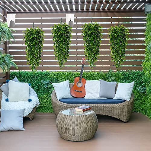 Sggvecsy 4 Pack Artificial Hanging Plants Fake Hanging Plant Faux Hanging Eucalyptus Plants UV Resistant Plastic Plants for Indoor Outdoor Room Wall Wedding Patio Porch Decor - Image 4