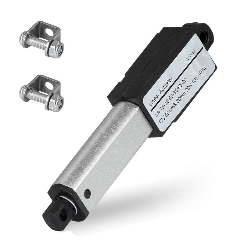 DC HOUSE Mini Electric Linear Actuator Stroke 1.2"–Force 4.5 lbs–12V | High-Speed 1.97"/sec–Weight 0.1KG Ideal for Intelligent Range Hood, Cabinets, Window Opener, Robotics, Home Automation - Image 1