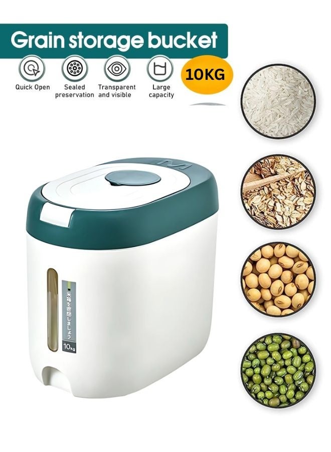 RACK STORE 10Kg Rice Storage Container Sealed Moisture Proof with Measuring Cup for Kitchen Pantry Household, BPA-Free, Cereal Dry Food Storage Containers - Image 1