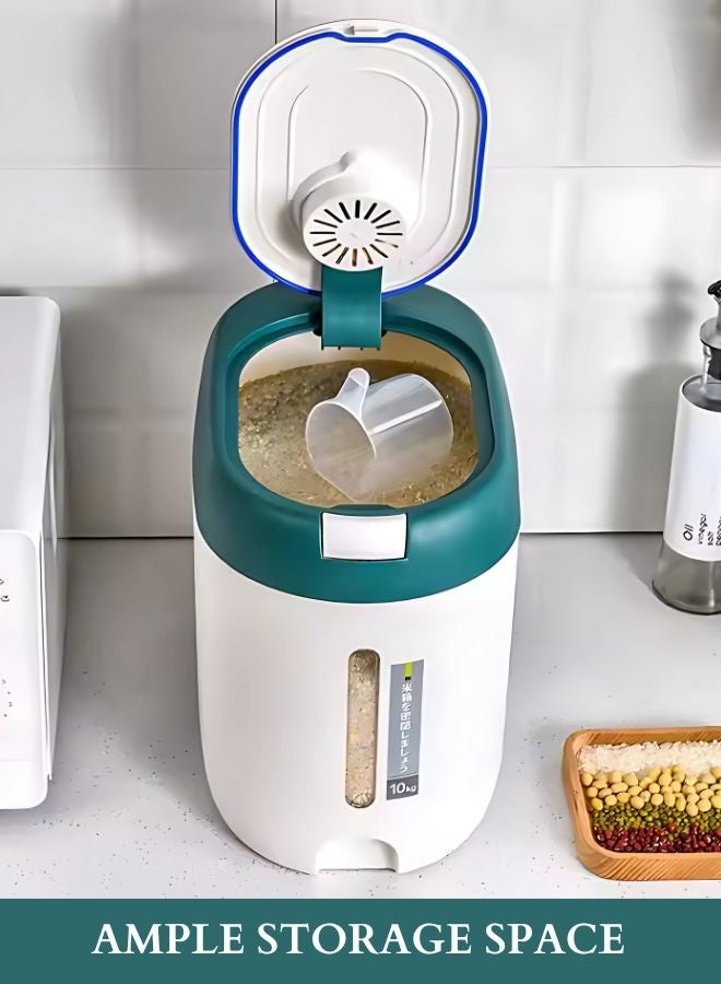 RACK STORE 10Kg Rice Storage Container Sealed Moisture Proof with Measuring Cup for Kitchen Pantry Household, BPA-Free, Cereal Dry Food Storage Containers - Image 2