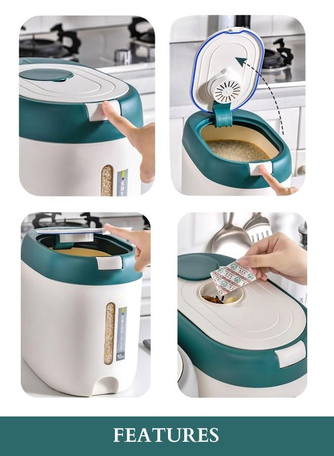 RACK STORE 10Kg Rice Storage Container Sealed Moisture Proof with Measuring Cup for Kitchen Pantry Household, BPA-Free, Cereal Dry Food Storage Containers - Image 5