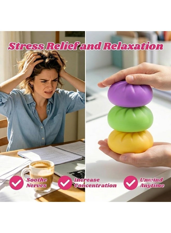 ZEESQUARE Cute Pink Squishy Stress Ball Toy, Slow Rising Kawaii Bun Squish, Glitter Sensory Fidget Toy for Anxiety Relief, Desk Toy for Kids, Teens and Adults - Image 5