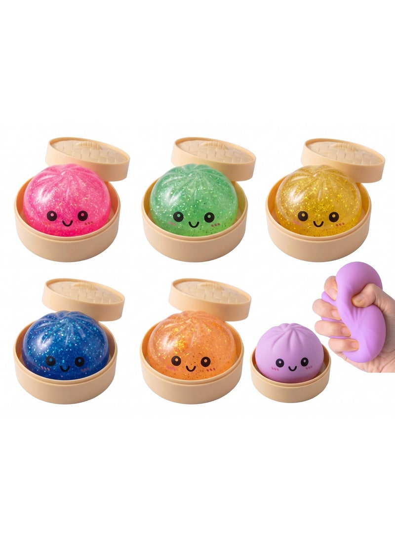 ZEESQUARE Cute Pink Squishy Stress Ball Toy, Slow Rising Kawaii Bun Squish, Glitter Sensory Fidget Toy for Anxiety Relief, Desk Toy for Kids, Teens and Adults - Image 3