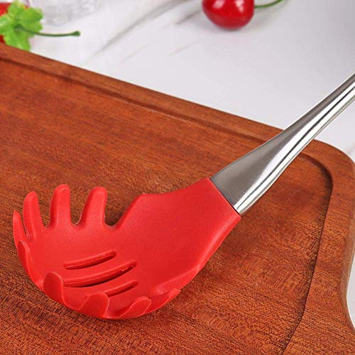 Baskety Silicone Pasta Fork (32 cm), High Heat Resistant to 480°F, Hygienic One Piece Design, Spaghetti Strainer & Server Spoon (Pasta Server RED) - Image 5
