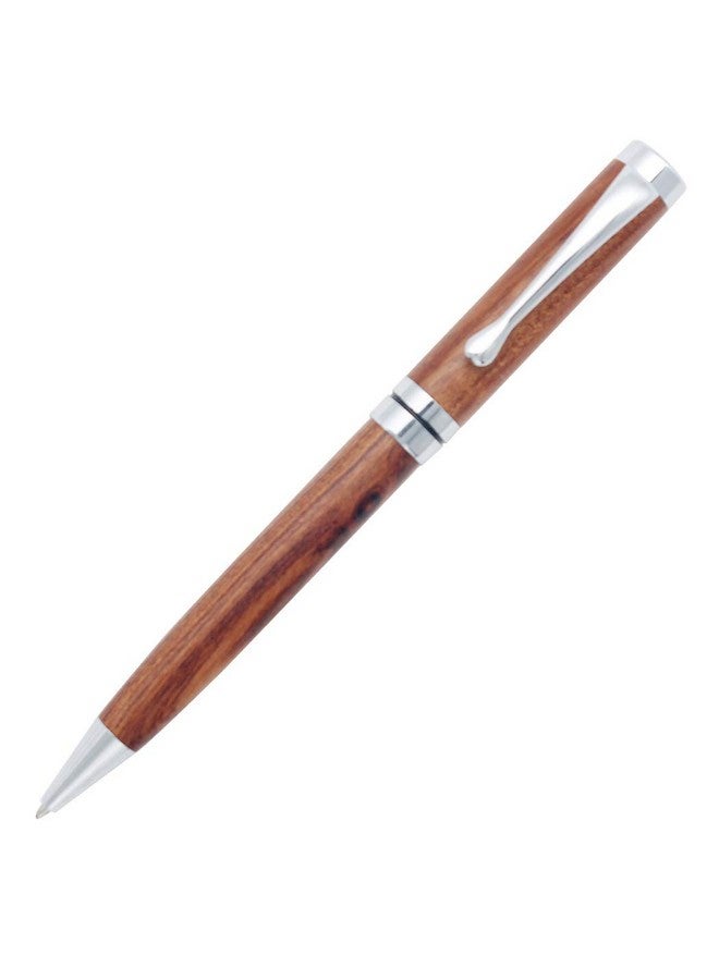 Gullor Handcrafted Rosewood Retractable Ballpoint Pen Natural Wood Pen Silver Clip - Image 2