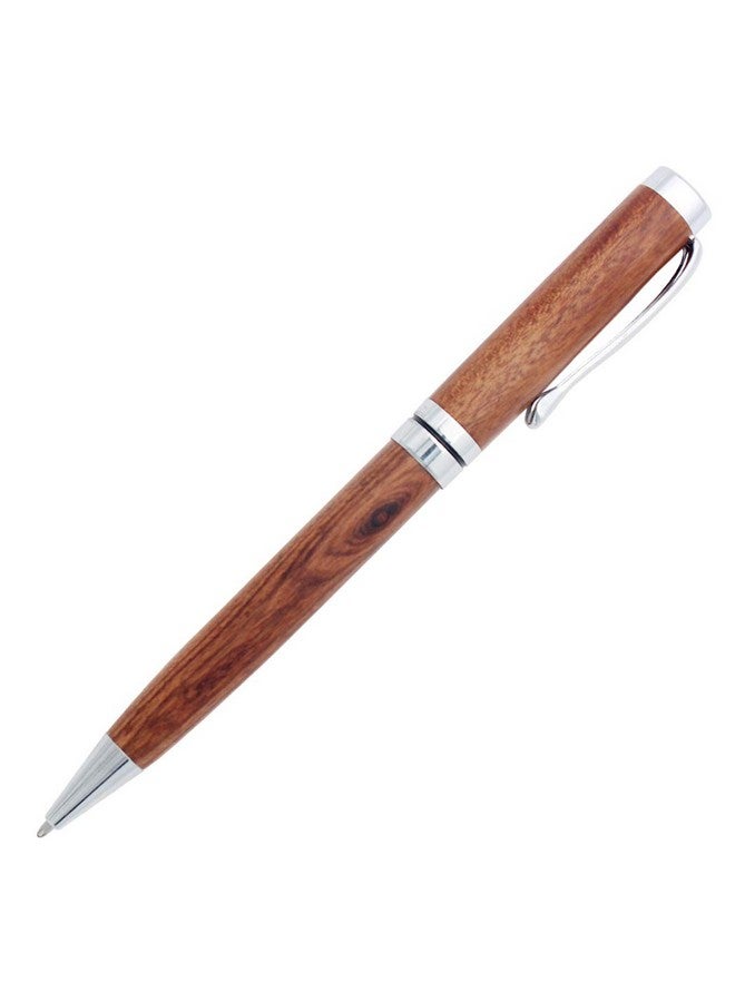 Gullor Handcrafted Rosewood Retractable Ballpoint Pen Natural Wood Pen Silver Clip - Image 1