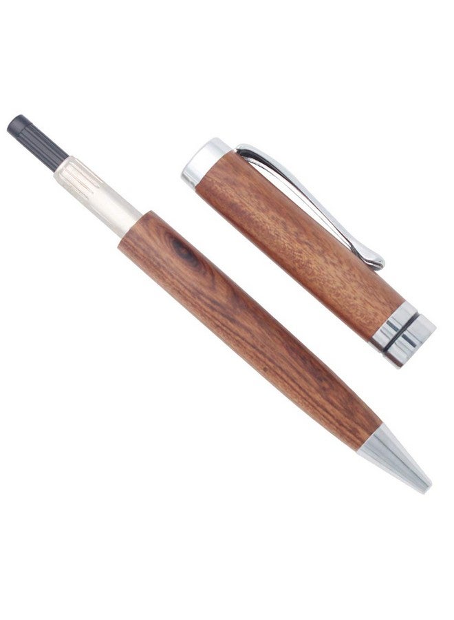 Gullor Handcrafted Rosewood Retractable Ballpoint Pen Natural Wood Pen Silver Clip - Image 4