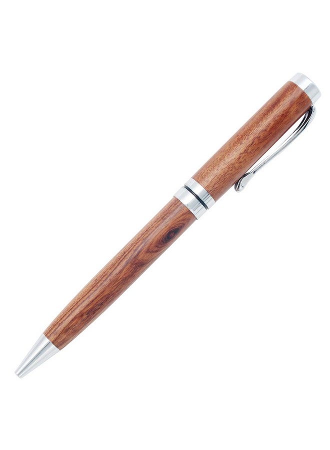 Gullor Handcrafted Rosewood Retractable Ballpoint Pen Natural Wood Pen Silver Clip - Image 3