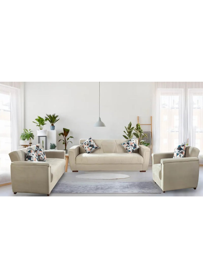 طقم انتريه كنبه 3 مقعد مقاس 220*100*80 سم - كنبه 2مقعد مقاس 160*100*80 سم -كرسى مقاس 95*100*80 سم ) + 5 كوشن