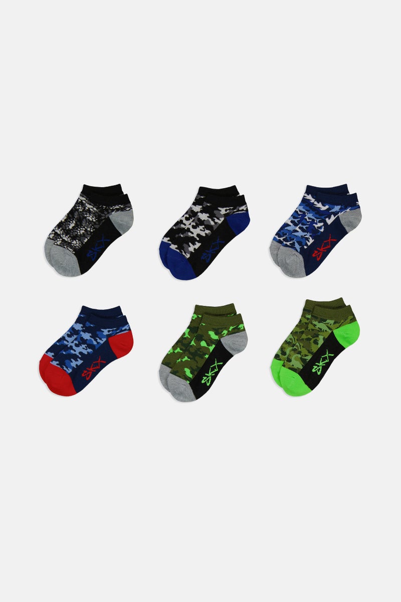 SKECHERS Kids Boy 6 Pairs Camouflage Low Cut Socks, Camouflage - Image 3
