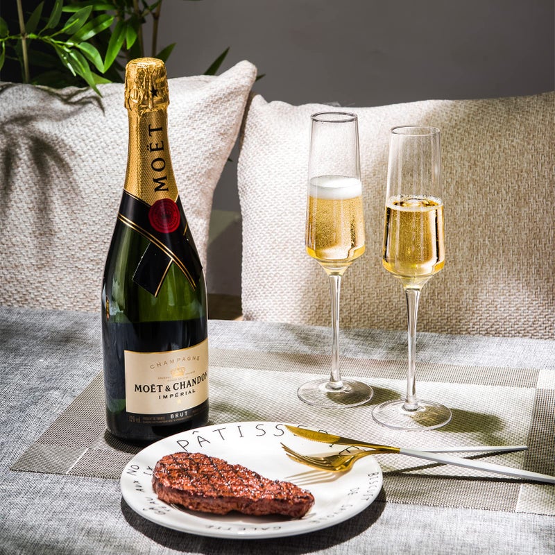 BACLIFE Champagne Flutes - Hand Blown Elegant Champagne Glasses Set of 6 - Unique Gift for Mother's Day, Birthday, Wedding - Ideal for Wine Tasting, Daily Use - 7.5 oz, Clear - Image 4