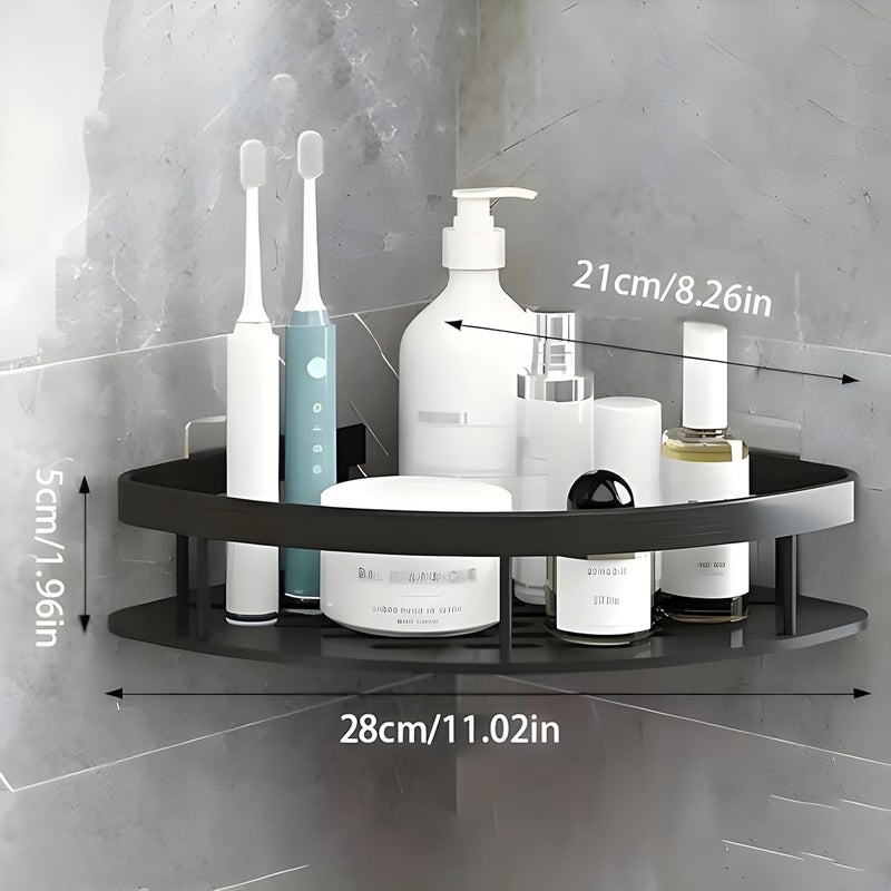 CPEX Adhesive Corner Shelf for Bathroom WallAluminium Kitchen Corner Shelf Adhesive with Railing Magic StickersBathroom Organiser Without Drill 2 - Image 2