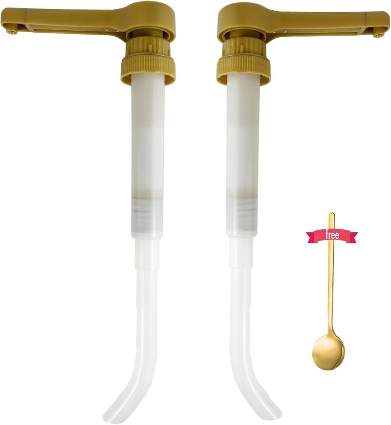 POFFYA Sauce Pump Dispenser for Torani Davinci 64oz, Ghirardelli 87.3 to 90.4 Fluid Ounce Sauce Bottles, 2pack Coffee Syrup Sauce Pumps with 0.5oz Each Pump - Image 1
