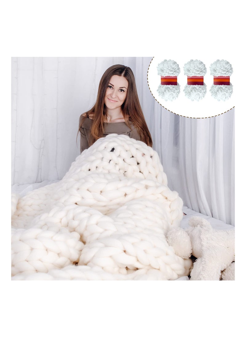 SYOSI - 5 Rolls Loop Yarn, White Puffy Yarn Chunky Finger Loop Yarn Craft Finger Knitting Loop Yarn Soft Finger Loops Yarn Chunky Baby Blanket Loop Yarn for DIY Hand Woven Knitting Crafts Supplies - Image 1