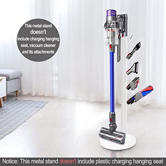 XIGOO Freestanding Vacuum Stand Holder Compatible with V15 Detect, V11 V10 V8 V7 V6 Cordless Vacuum Cleaners, Floor Docking Station Metal Organizer Bracket with 5 Hooks, White - Image 2