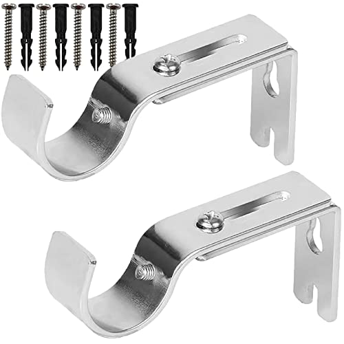 Boxdljh Curtain Rod Brackets for Adjustable, 2 Pack Premium Rod Bracket for Walls, Curtain Rod Holder, Drapery Rod Holders Hardware Window Curtain Rod Support Hanger for 1 Inch Rod (Silver) - Image 1