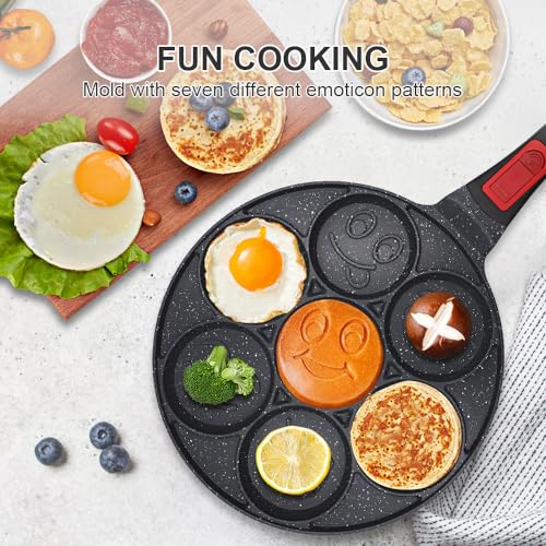 RANX INGST Pancake Pan 7 Holes, Non Stick Mini Crepe Pan with Detachable Handle, Pancake Mold for Kids, Oven Safe, Black - Image 3