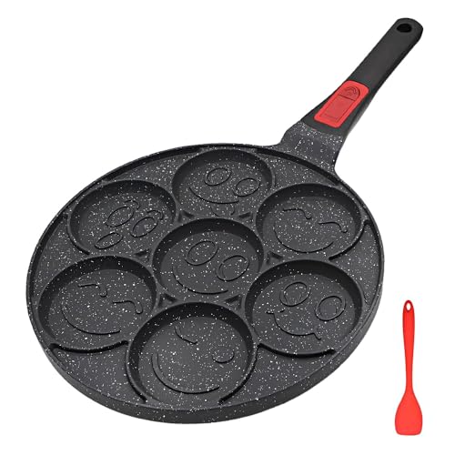 RANX INGST Pancake Pan 7 Holes, Non Stick Mini Crepe Pan with Detachable Handle, Pancake Mold for Kids, Oven Safe, Black - Image 1