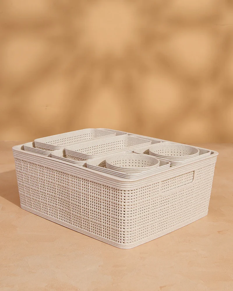 REDTAG Beige 10-Piece Plastic Storage Basket Set