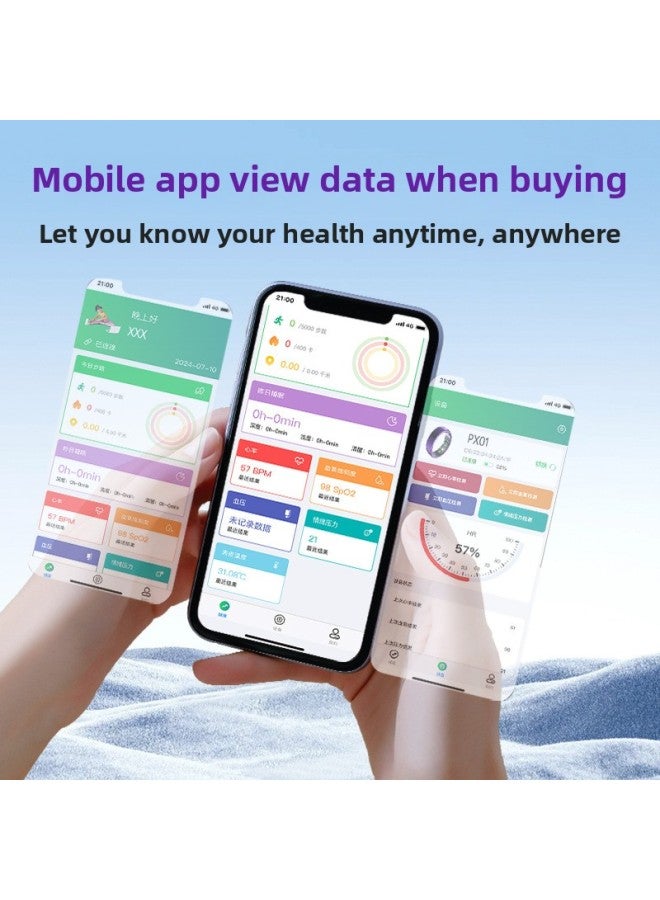 Explosions PX01 Smart Ring Brush Short Video Trembles E-book Swimming Waterproof Black Technology Smart Ring-Color:Silver#10 【charger + Type-c + Storage Bag】 - Image 5