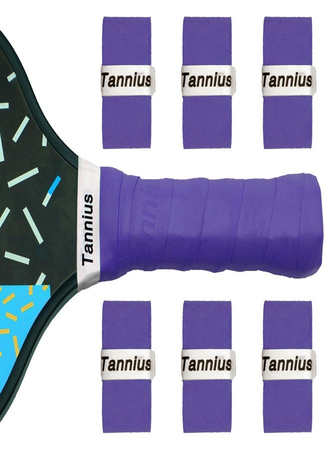 Tannius Pickleball Paddle Grip Tape, 6 Pack Precut Dry Feel Pickleball Grips, Absorbent and Enhanced Pickleball Paddle Overgrip (6-Pack Purple) - Image 1