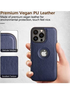 Mikki iPhone 15 Pro Case, Vegan Leather Protective Case for Apple iPhone 15 Pro, Luxury, Elegant and Beautiful Design Cover, Non-Slip Vintage Looking Perfect Stitching Leather Case (Royal Blue)  - Image 2