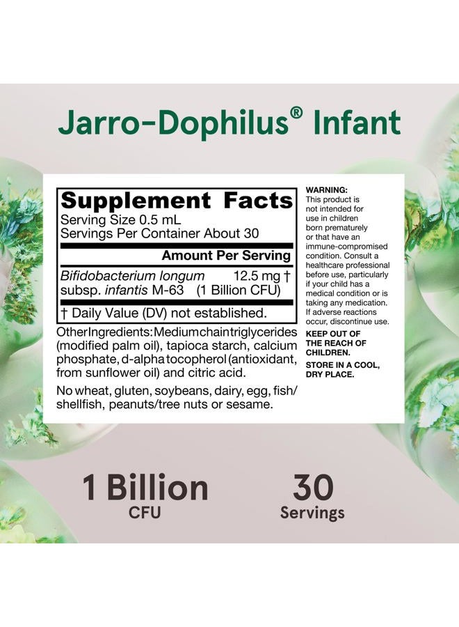 ® Jarro-Dophilus® Infant Liquid Probiotic, Dietary Supplement, Intestinal Health Support for Infants, 1 Billion CFU Per Serving, 0.51 fl oz, 30 Day Supply