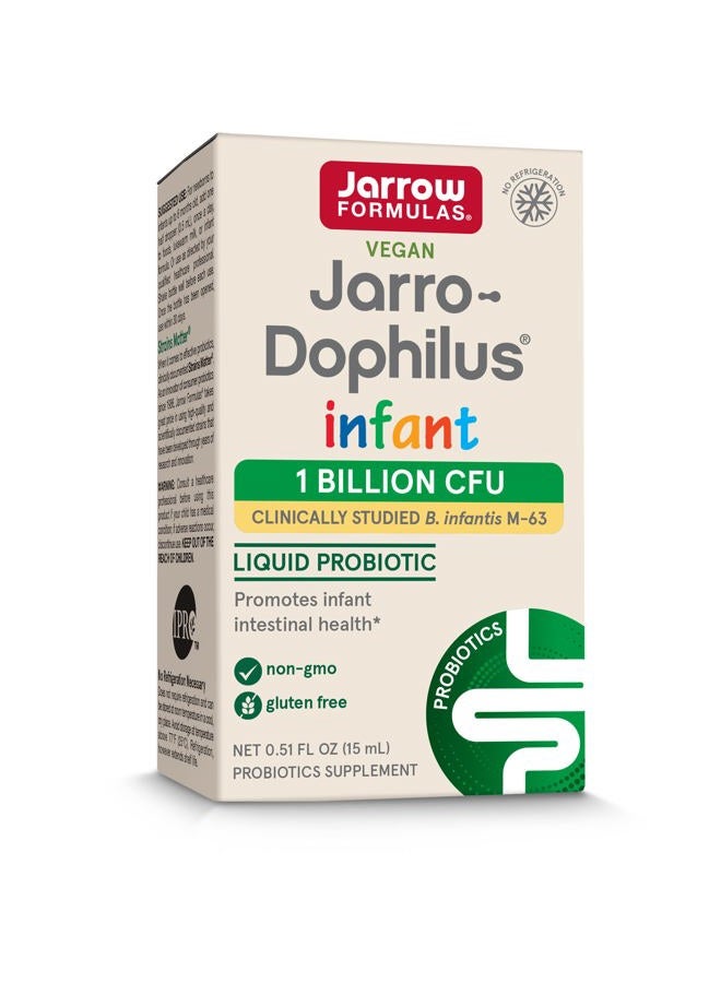 jarrow formulas ® Jarro-Dophilus® Infant Liquid Probiotic, Dietary Supplement, Intestinal Health Support for Infants, 1 Billion CFU Per Serving, 0.51 fl oz, 30 Day Supply  - Image 1