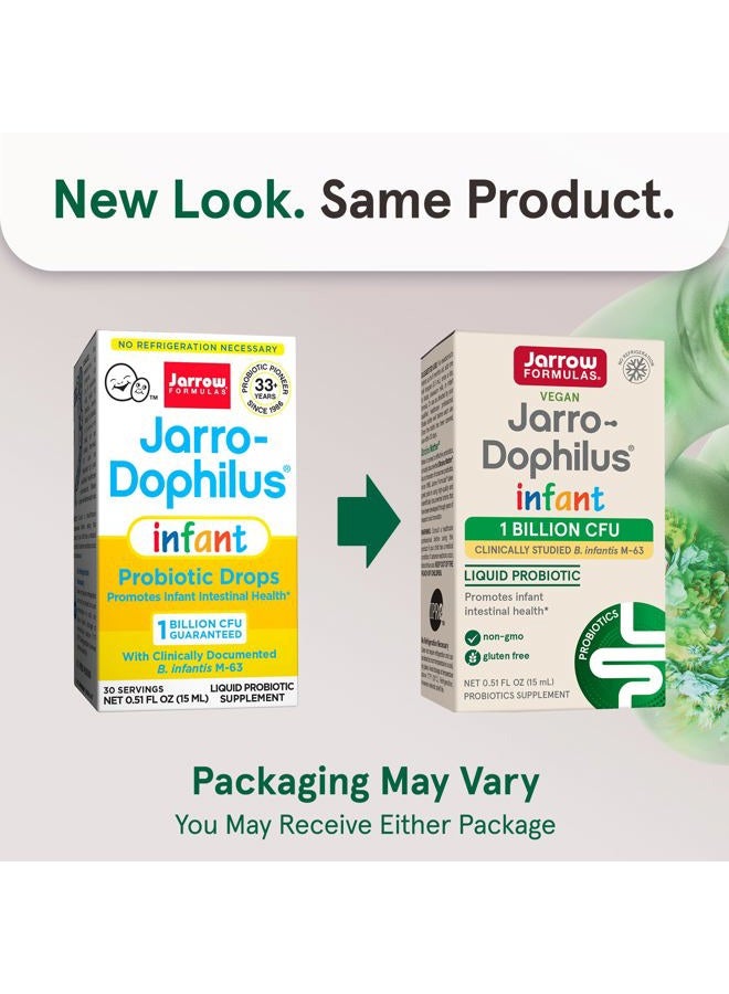 jarrow formulas ® Jarro-Dophilus® Infant Liquid Probiotic, Dietary Supplement, Intestinal Health Support for Infants, 1 Billion CFU Per Serving, 0.51 fl oz, 30 Day Supply  - Image 2
