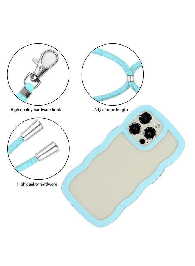 اس-توب جراب لهاتف iPhone 14 Pro Max Lanyard Candy Color Wave TPU شفاف من البولي يوريثين الحراري لهاتف الكمبيوتر الشخصي - Image 2