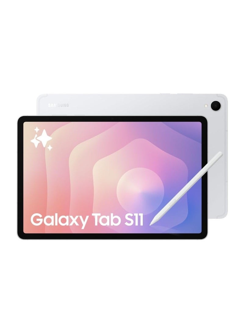 سامسونج جهاز Galaxy Tab S11 مزود بتقنية الذكاء الاصطناعي، وقلم S-Pen سداسي الشكل في العلبة، وشاشة Dynamic AMOLED 2X مقاس 27.8 سم (11 بوصة)، ومعدل تحديث 120 هرتز، وتطبيقات احترافية مثبتة مسبقًا، وذاكرة وصول عشوائي 12 جيجابايت، وسعة تخزين 512 جيجابايت، وجهاز لوحي مزود بتقنية Wi-Fi، فضي (SM-X730) - Image 1