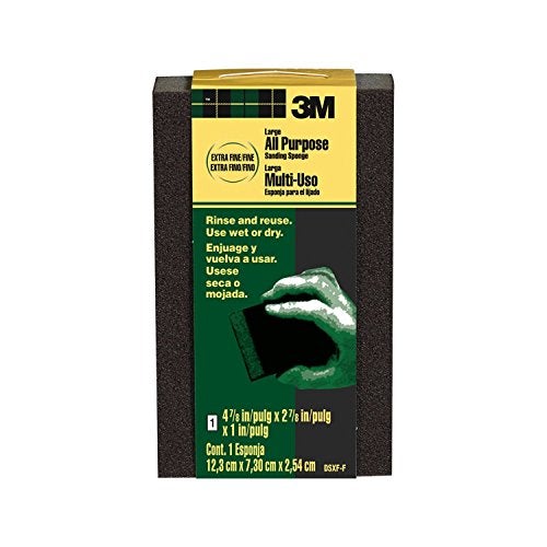 3M Large Area Sanding Sponge, Extra Fine/Fine, 4.875-in by 2.875-in by 1-in - Image 1