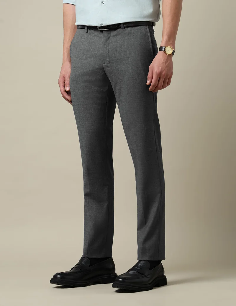 Arrow Dark Grey Dobby Weave Regular Fit Trousers for Men | Best Price UAE