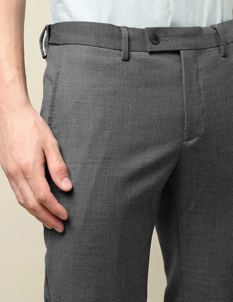 Arrow Dark Grey Dobby Weave Regular Fit Trousers for Men | Best Price UAE