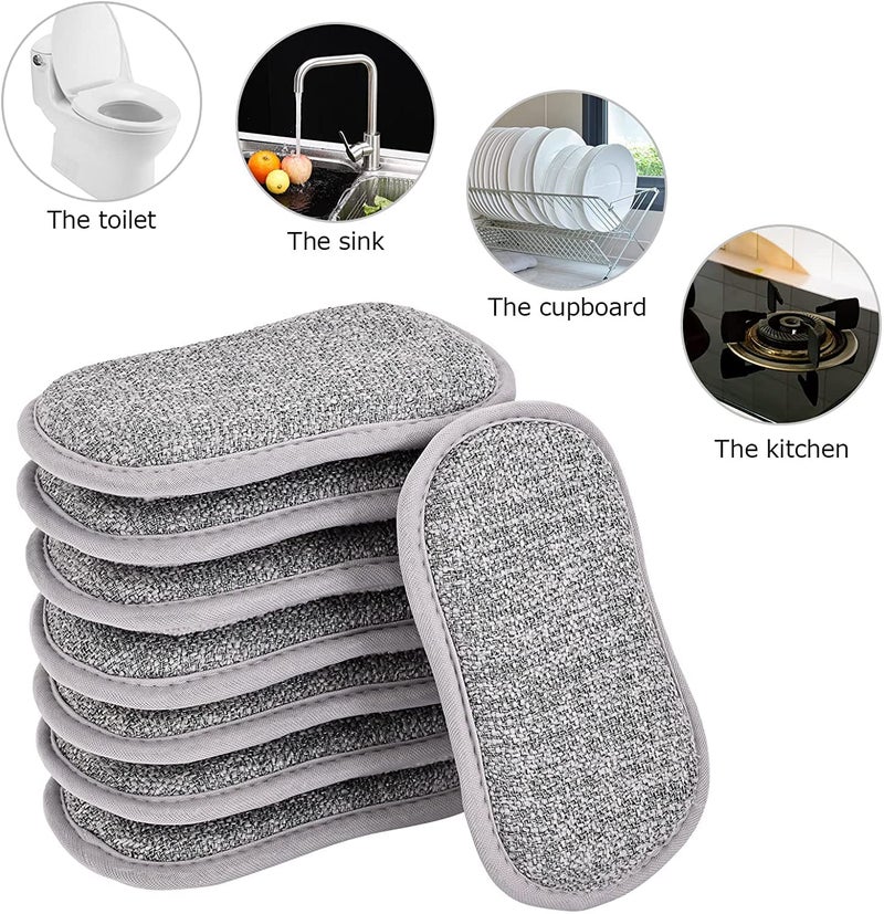 OLWICK 6 Pcs Durable Scrub Scouring Sponge Pad NonScratch Microfiber Reuseable Sponges Along with Heavy Duty Scrubber for Kitchen Cleaning Dishes and Pots - Image 4
