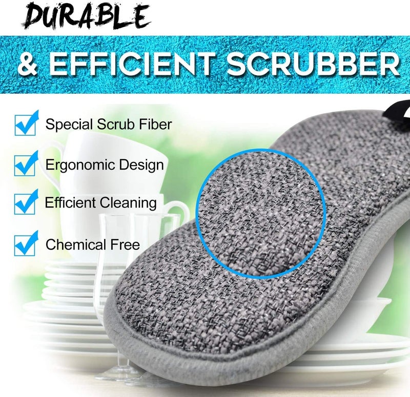 OLWICK 6 Pcs Durable Scrub Scouring Sponge Pad NonScratch Microfiber Reuseable Sponges Along with Heavy Duty Scrubber for Kitchen Cleaning Dishes and Pots - Image 5