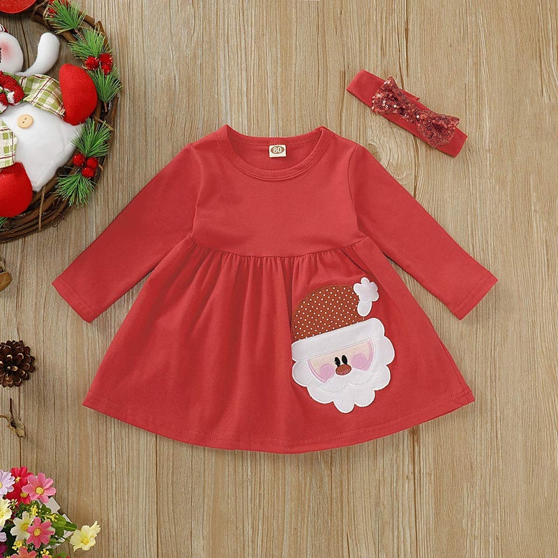 Saeaby Baby Girl Christmas Outfit Babys Christmas Baby Girls Clothes Santa Shirt Pants Set 3PCS Outfits 12-18 Months Girl Clothes Red - Image 5