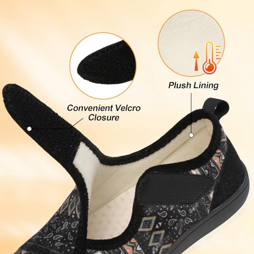 LeIsfIt Diabetic Shoes for Women Wide House Shoes Adjustable Arthritis Edema Slippers Indoor Outdoor Bohemia Size 9 - Image 4