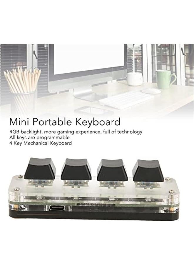Generic 4 Keys Mini Keypad One Handed Mechanical Gaming Keyboard, Multifunctional Shortcut DIY Programmable Macro Keyboard, RGB Backlight, Plug and Play, OSU Gaming Keyboard for Office, Game, Music, etc.  - Image 3
