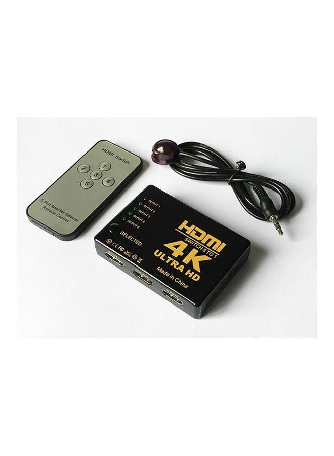 ELTRAZONE Mini 5-Port 4K HDMI Switcher Splitter with IR Remote – High-Speed HDMI Switch Box Supporting 4K UHD, 3D, HDR – Compact Black HDMI Splitter for TV, Gaming, and Home Theater - Image 2