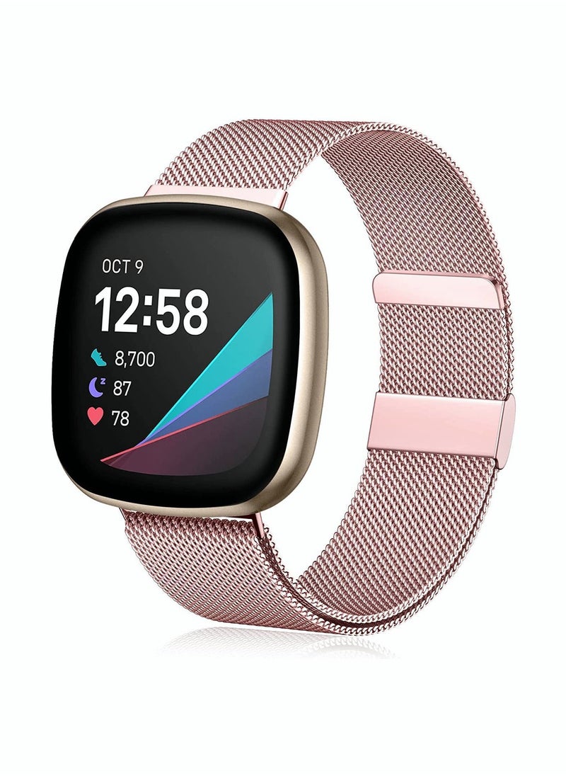 Y&D Bands for Fitbit Versa 3, Metal Compatible with Sense, Stainless Steel Mesh Breathable Wristband Strap Adjustable Magnet Lock, Replacement Wristbands Women and Men  - Image 1
